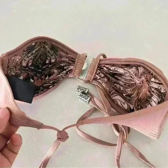 H&M BIKINI  METALLIC PINK TOP SIZE 6 - Picture 5 of 8